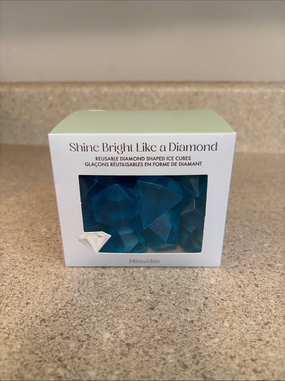 Blue Diamond-Shaped Reusable Ice Cubes